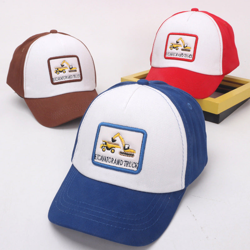 Cotton Polyester Cartoon Excavator Children's Baseball Caps