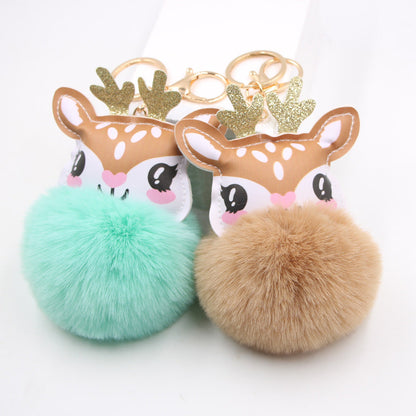 Christmas Cute Fawn Plush Keychain