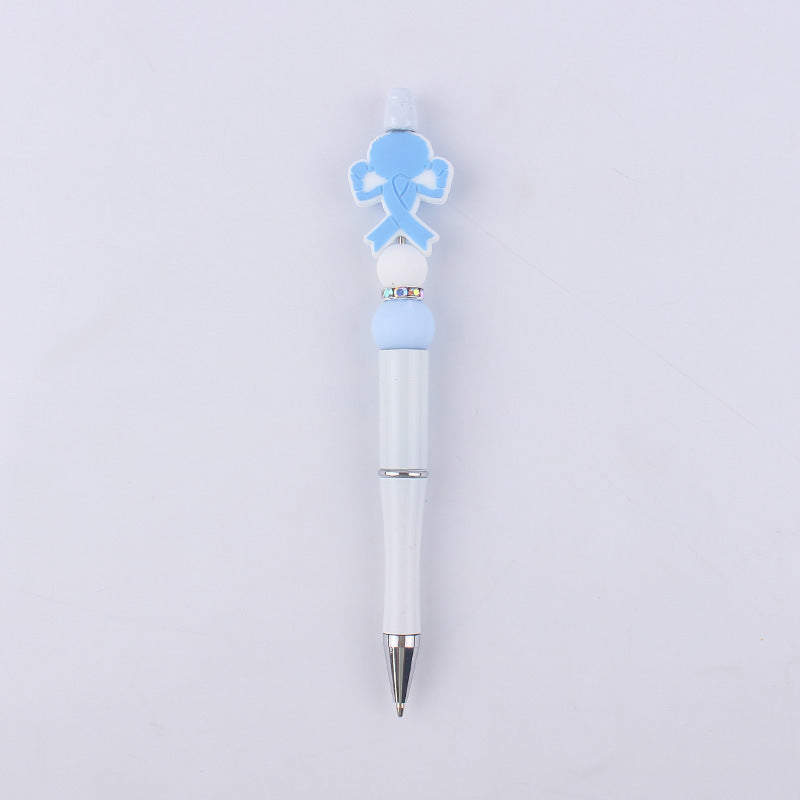 Pink Girls Silicone Beads Beaded Ballpoint Pen