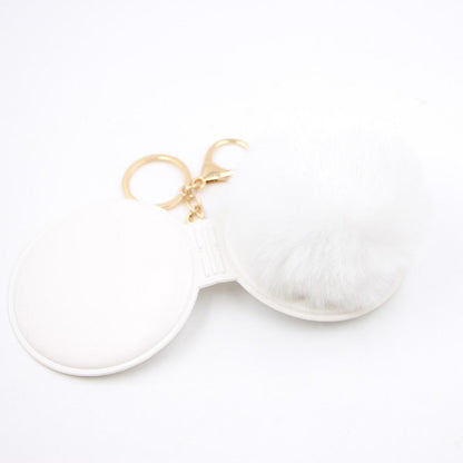 Small Mirror Hair Ball Bag Alloy Keychain