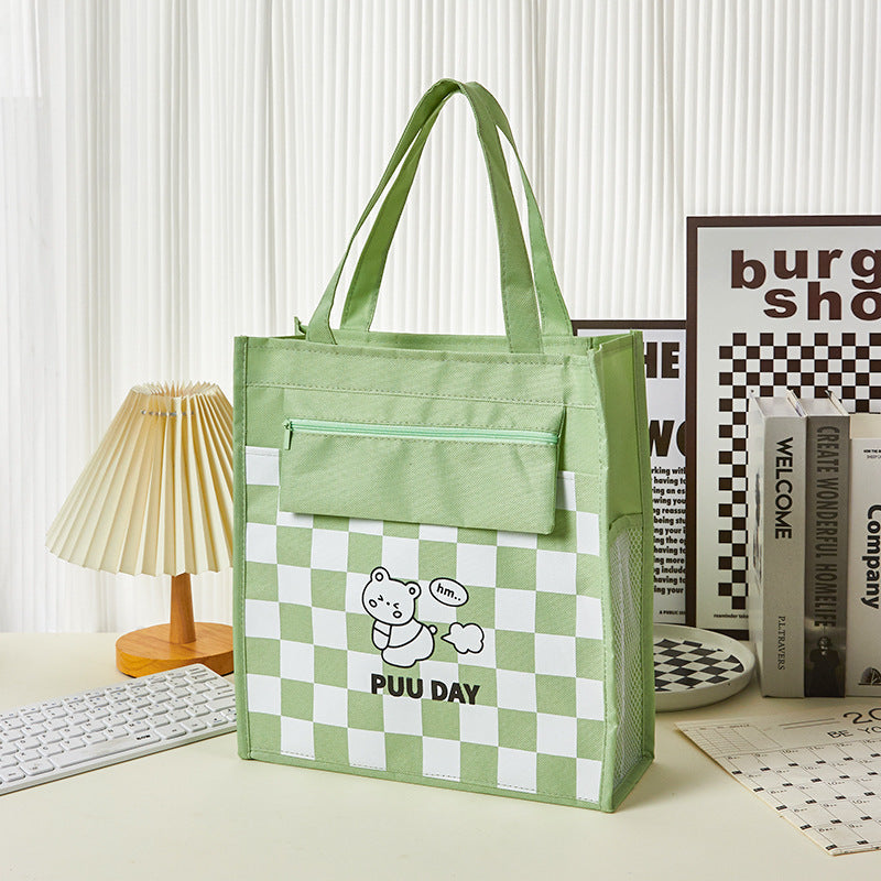 Oxford Cloth Cartoon Checkerboard Storage File Bag