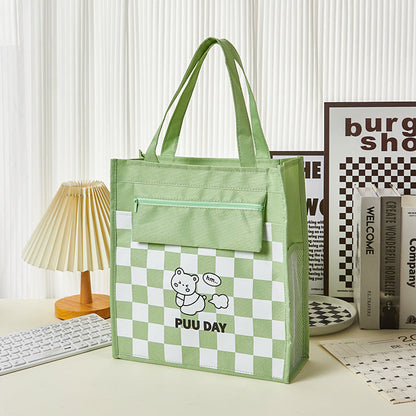Oxford Cloth Cartoon Checkerboard Storage File Bag
