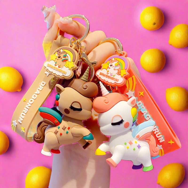 Cartoon Cute Rainbow Horse Unicorn PVC Keychain Cute Keychain