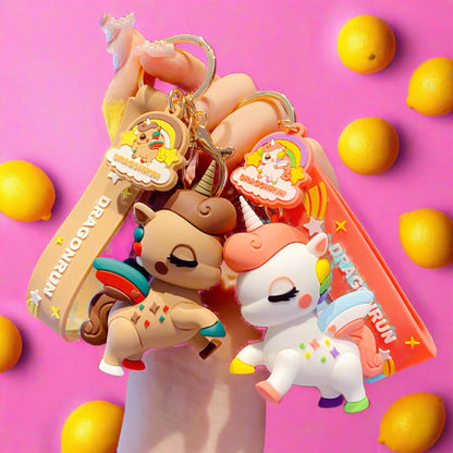 Cartoon Cute Rainbow Horse Unicorn PVC Keychain Cute Keychain