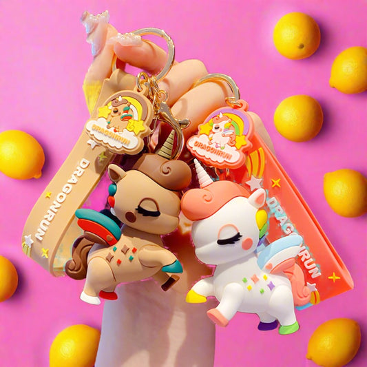 Cartoon Cute Rainbow Horse Unicorn PVC Keychain Cute Keychain