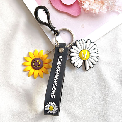 Daisy Creative Sunflower Bag Hanging Silicone Lanyard Keychains