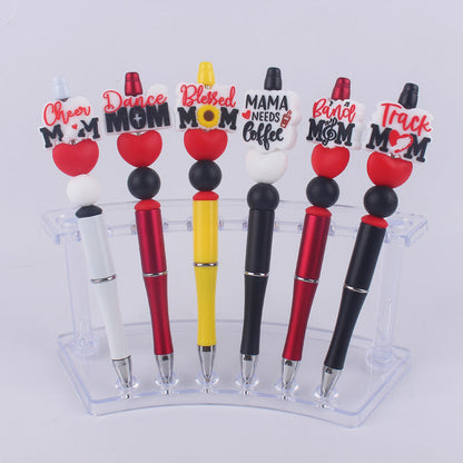 Cartoon Pattern Mother Series Silicone Beaded Ballpoint Pen