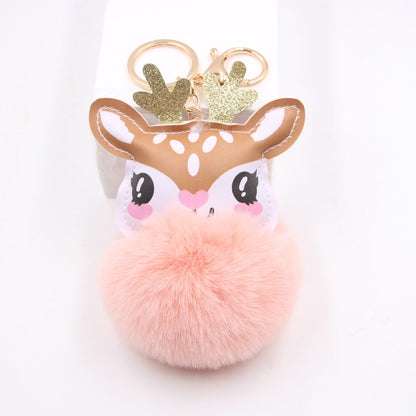 Christmas Cute Fawn Plush Keychain