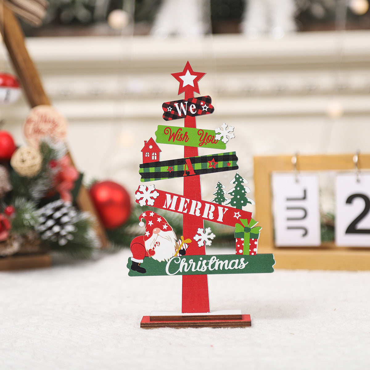 Christmas Decorations Mini Desktop Christmas Tree Wooden Ornaments