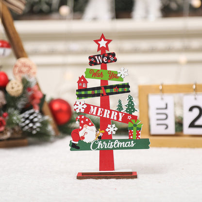 Christmas Decorations Mini Desktop Christmas Tree Wooden Ornaments