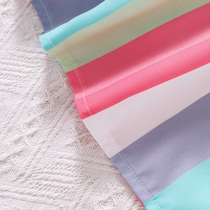 Kids Summer Sling Rainbow Stripes Polyester Fiber Baby Clothes