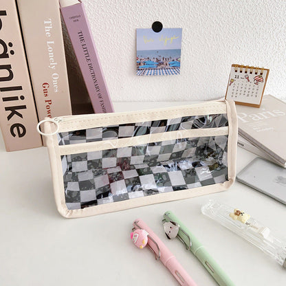 Creative Canvas Contrasting Color Checkerboard Pencil Case