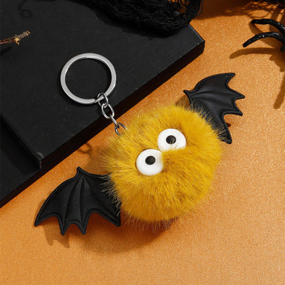 Halloween Bat Plush Pom Keychain
