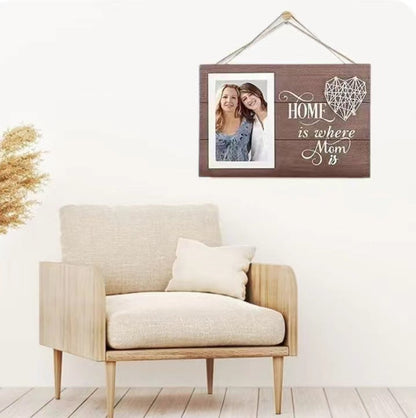 Mother's Day Wooden Heart-shaped Wrapped Thread Photo Frame