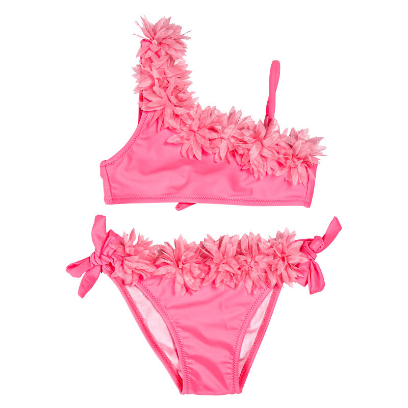 Kids Split Body Pink Lace Swimwear