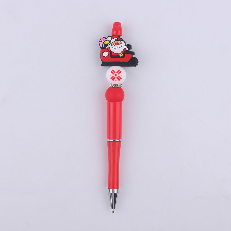 Cartoon Christmas Snowman Tree Beadable Silicone Beaded Ballpoint