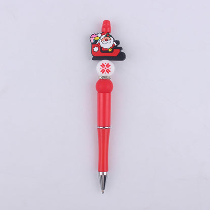 Cartoon Christmas Snowman Tree Beadable Silicone Beaded Ballpoint