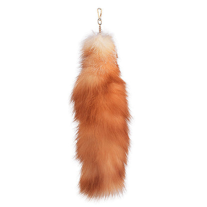 of Oversized Fox Hair Pendant Keychains