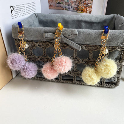 Cute Pearl Candy Plush Ball Bags, Keychain Pendants
