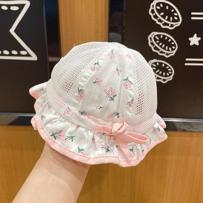 Cotton Children's Summer Floral Mesh Breathable Bucket Hat