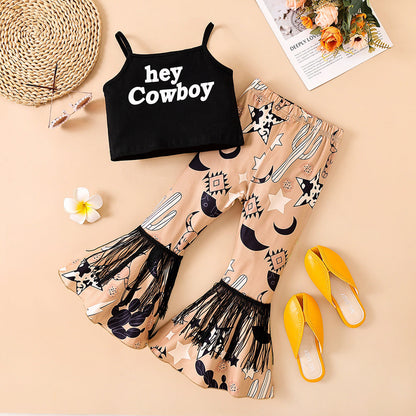 Polyester Clothes Letter Pants Fashionable Two Piece Set