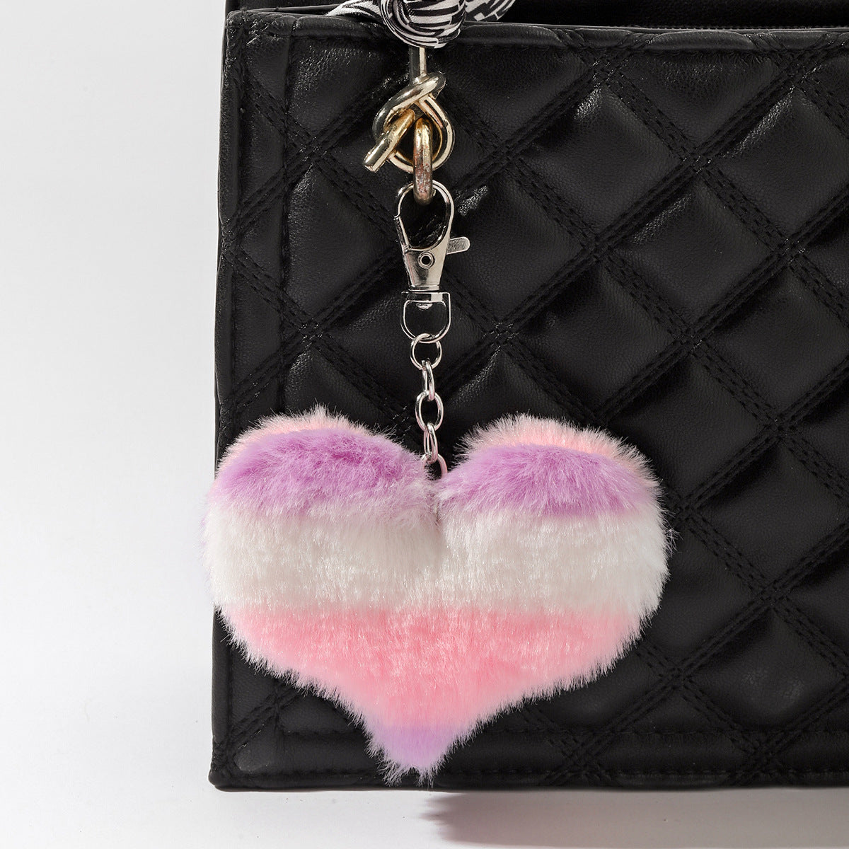 Rainbow Heart Plush Keychain