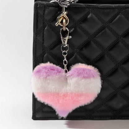 Rainbow Heart Plush Keychain