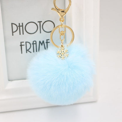 Christmas Snowflake Plush Ball Keychain