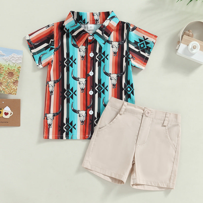 Western Farm Cow Print Two-piece Baby Clothes