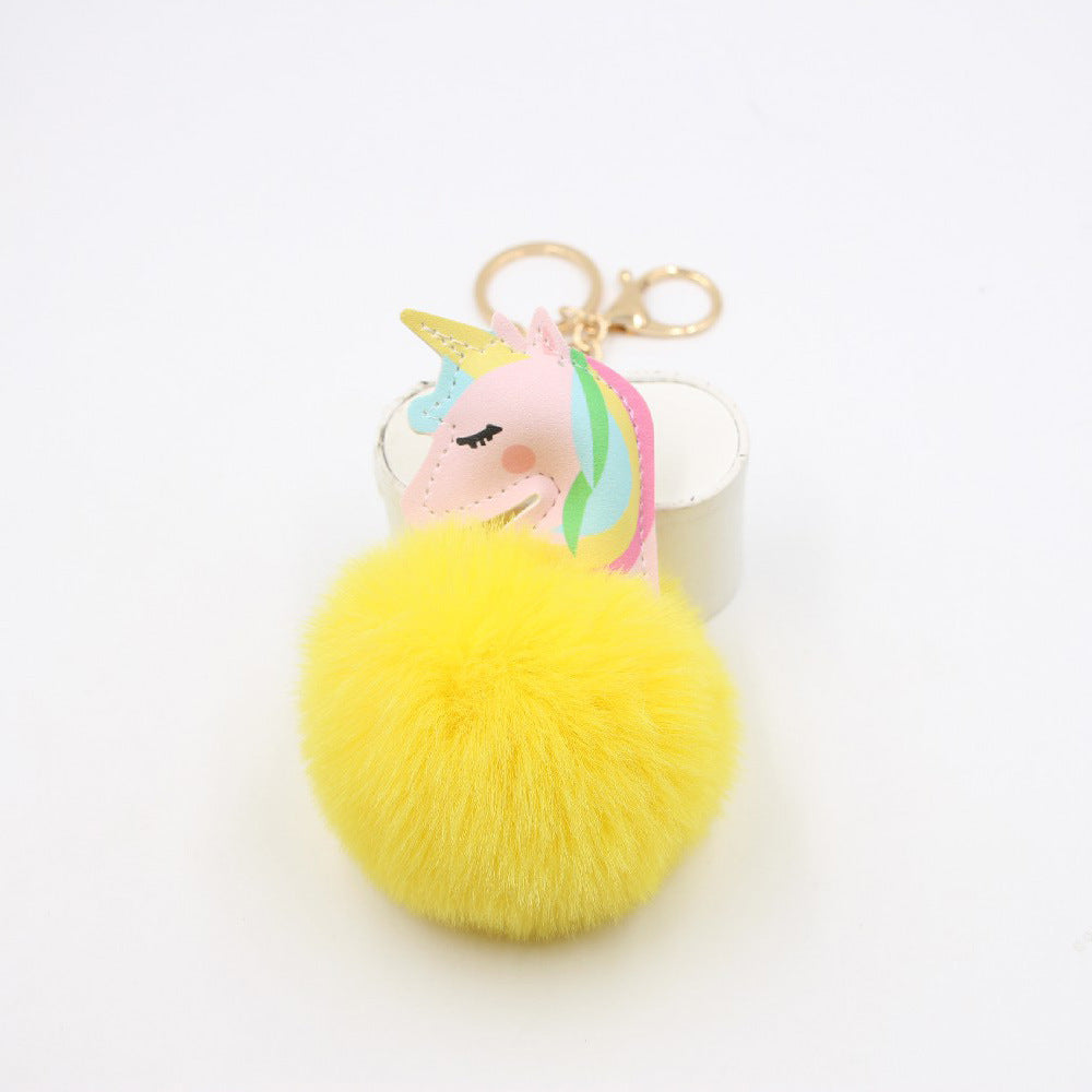 Artificial Fur Unicorn Fur Ball Keychain