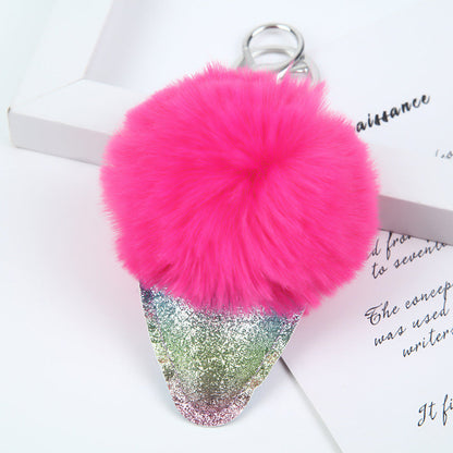Hair Ball Ice Cream Cone Keychain