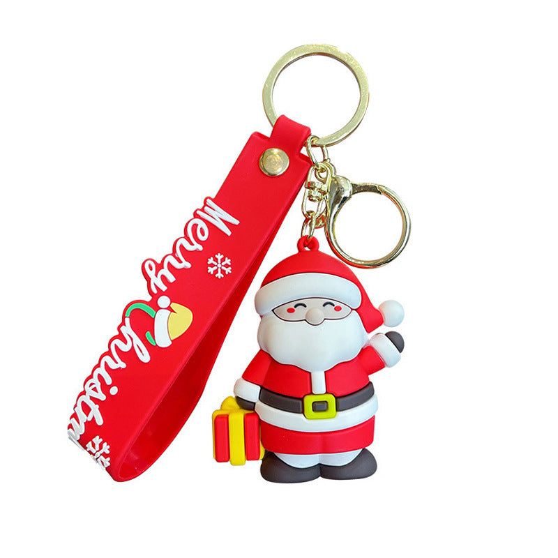 Christmas Cartoon PVC Soft Rubber Elk Snowman Keychain