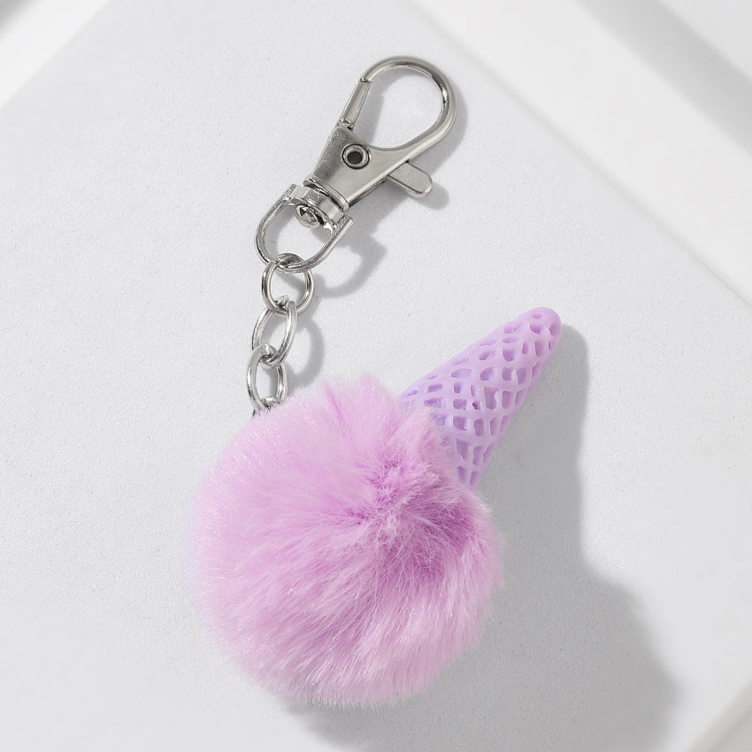 Fur Ball Ice Cream Cone Keychain