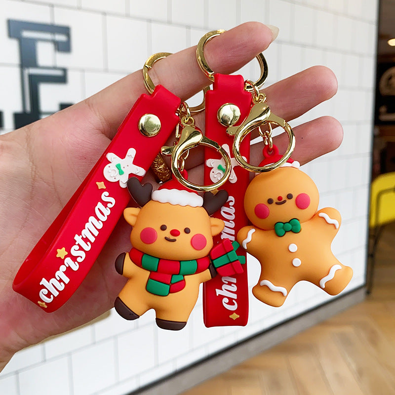 Christmas Cartoon Soft Santa Claus Christmas Tree Keychain