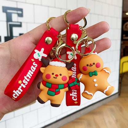 Christmas Cartoon Soft Santa Claus Christmas Tree Keychain