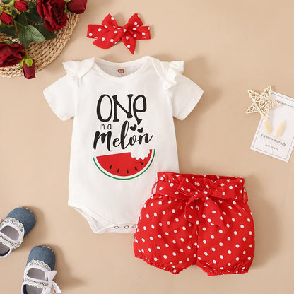 Summer Watermelon Short-sleeved Top Shorts Three-Piece Suit