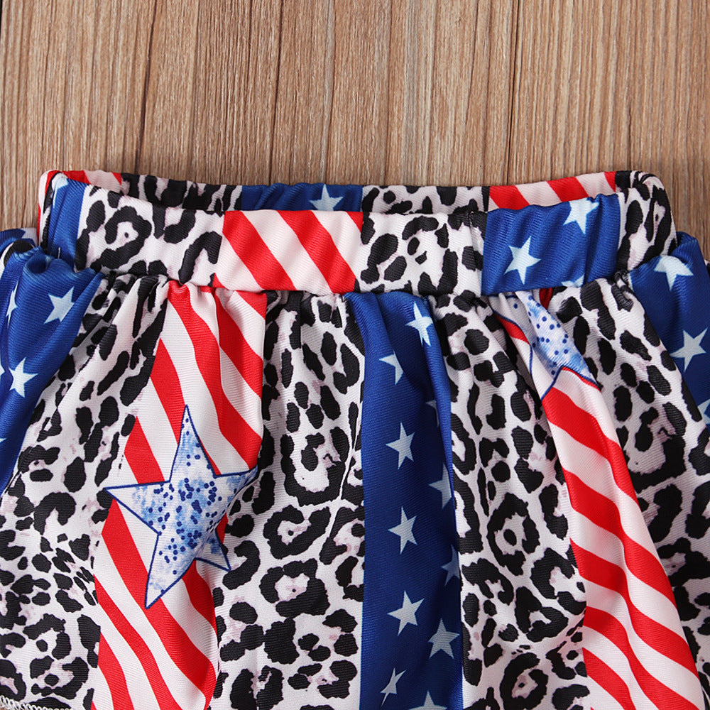 Kids Independence Day Swimsuit Ruffled Tankini Swimsuit