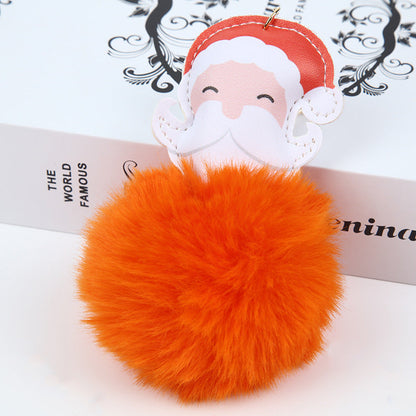 Christmas Plush Ball Santa Claus Plush Keychain