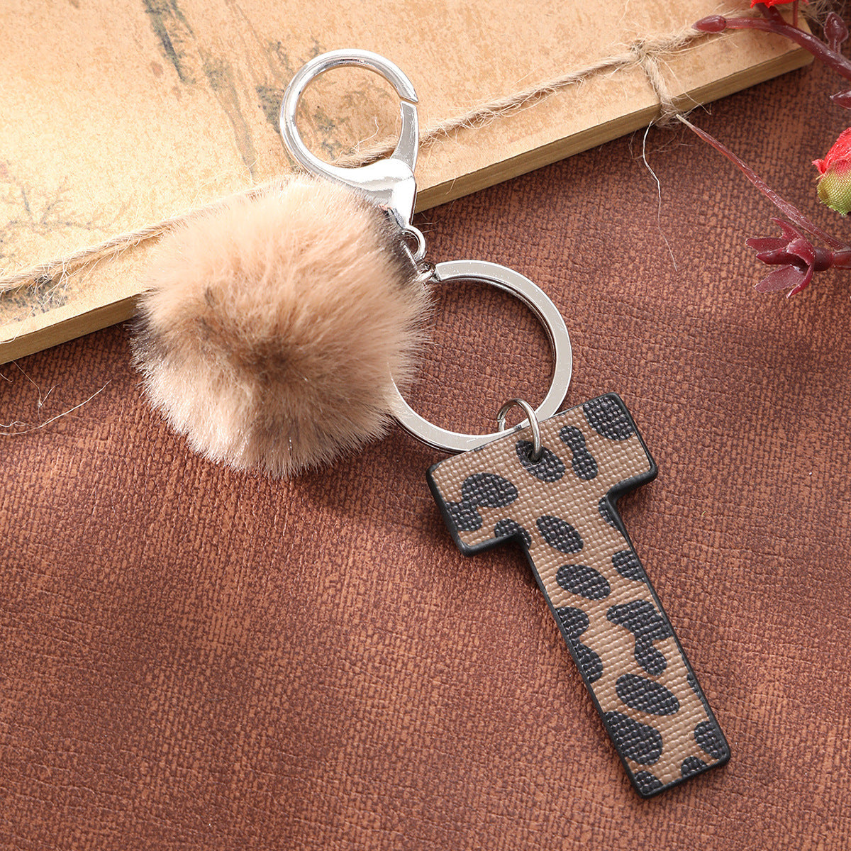 Western Cowboy Leopard Leather Keychains