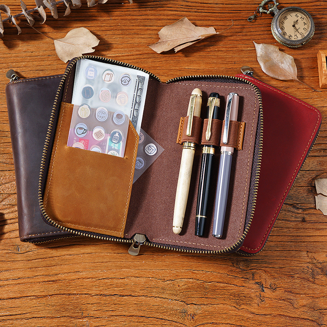 Three-pack Zippered Cowhide Pencil Case