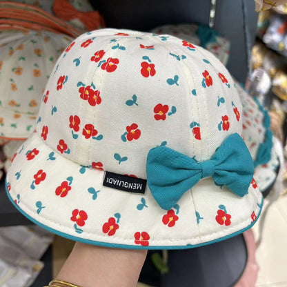 Children Cotton Flower Bow Bucket Hat