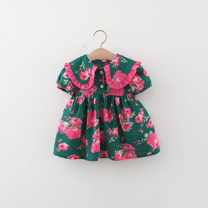 Girls Summer Puff Sleeve Printed Dress