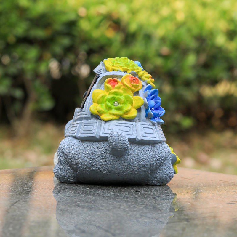 Cartoon Cute Flower Turtle Solar Energy Lamp Resin