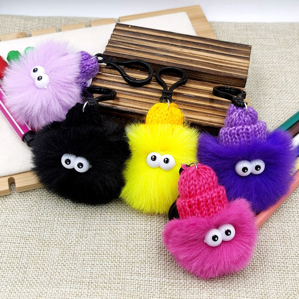 Small Briquettes Imitation Rabbit Fur Key Chain