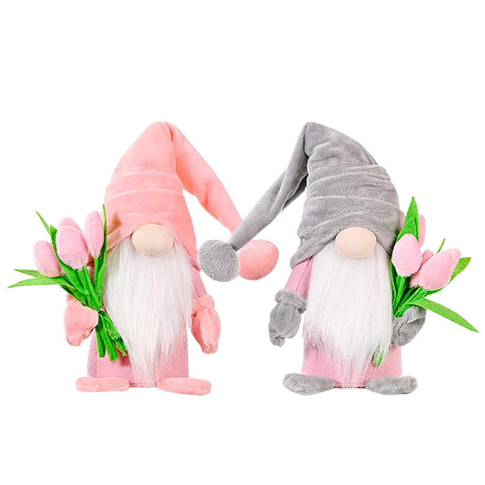 Wholesale of Mother's Day PP Cotton Hand Holding Flower Faceless Elderly Dolls