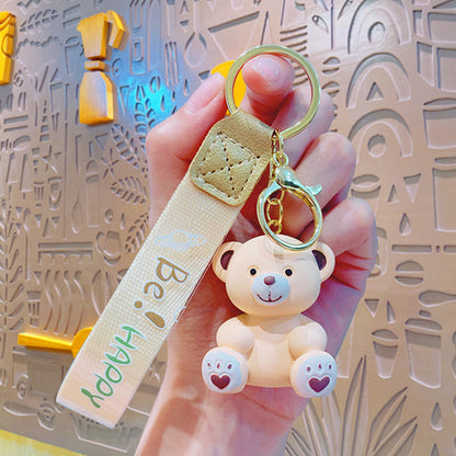 Cartoon Resin Sitting Bear Keychain Cute Keychain
