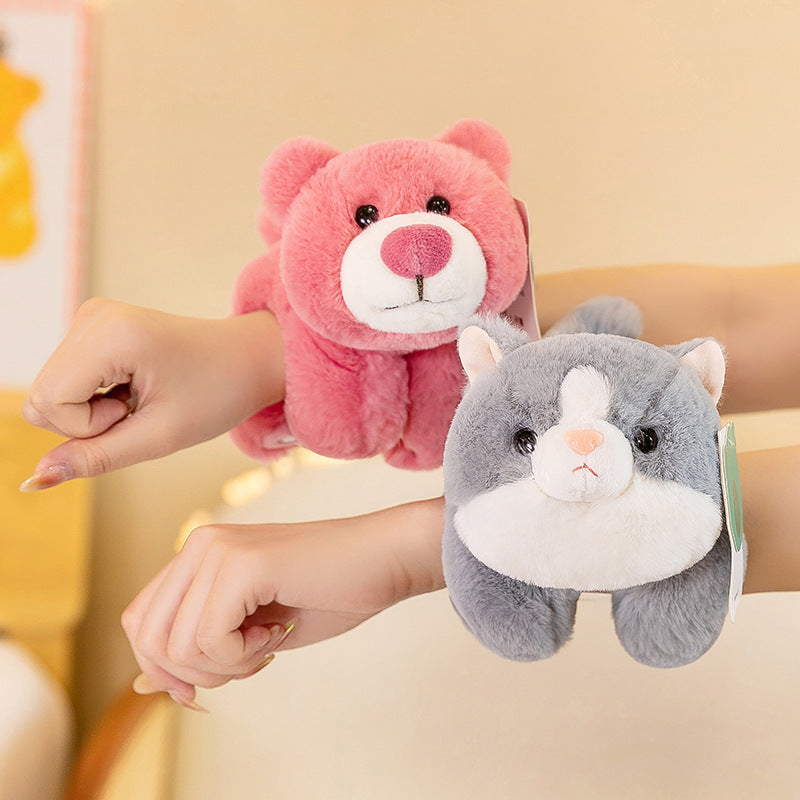 Wholesale Cartoon Panda Snap Ring Plush Toy Bracelet