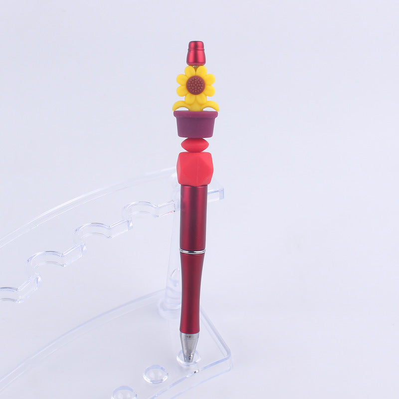 Handmade Bead Pen Sunflower Silicone Ballpoint Pen