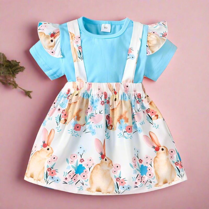 Girls Easter Pure Color Cotton Bib Dress Baby Clothes