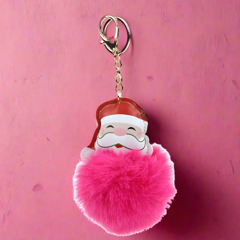 Christmas Plush Ball Santa Claus Plush Keychain